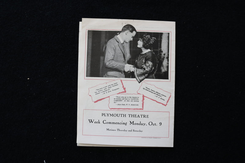 1923 LAWFUL LARCENY PROGRAM - PLYMOUTH THEATRE - K 1889