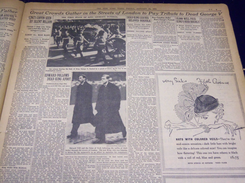 1936 JAN 24 NEW YORK TIMES - EDWARD FOLLOWS DEAD KING AFOOT - NT 2090