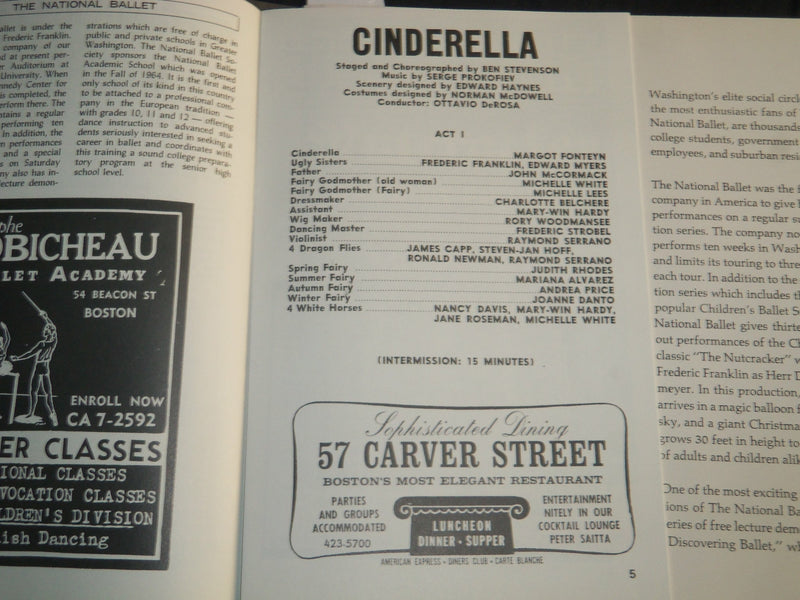 1970-1971 THE NATIONAL BALLET PROGRAM - CINDERELLA - FONTEYN - J 5130