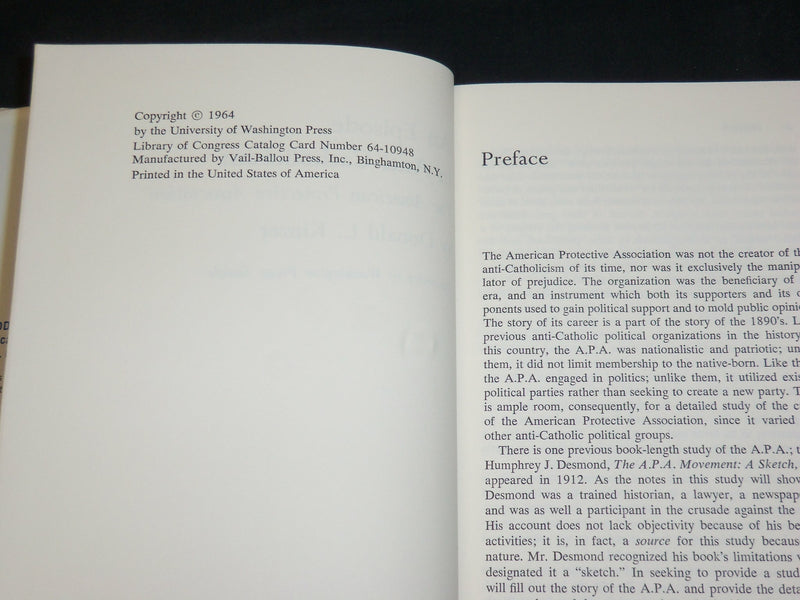 1964 AN EPISODE IN ANTI-CATHOLICISM HARDCOVER BOOK DONALD KINZER - KD 2766L