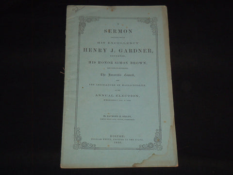 1856 HENRY J. GARDNER - SIMON BROWN SERMON - ANNUAL ELECTION - J 8950