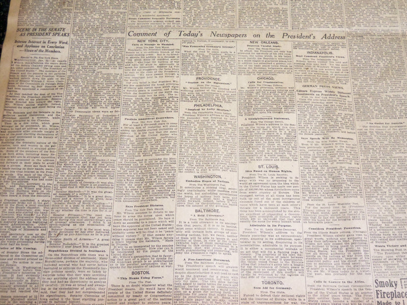 1917 JANUARY 23 NEW YORK TIMES - WILSON TERMS FREEDOM OF SEAS - NT 8753