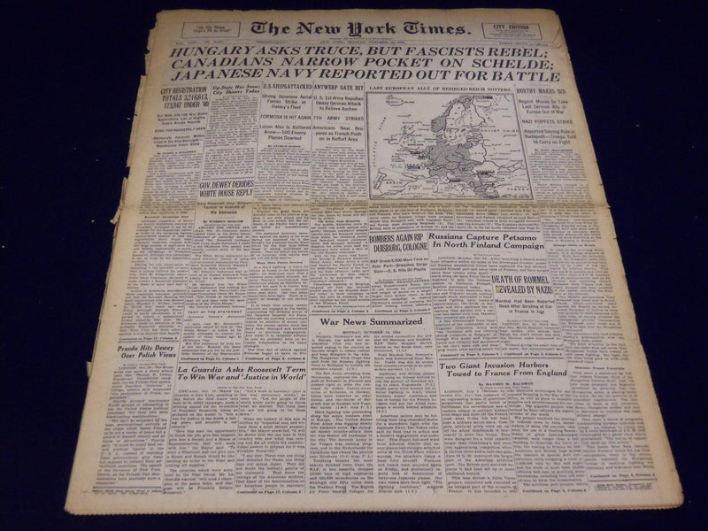 1944 OCT 16 NEW YORK TIMES - ROMMEL DEATH REVEALED BY NAZIS - NT 2804