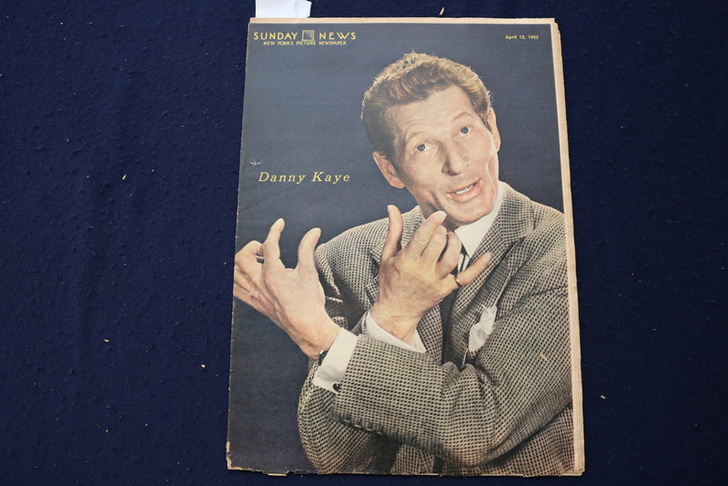 1953 APR 12 SUNDAY NEWS PICTURE - DANNY KAYE - MANTLE-IRVIN-SNIDER - E 22773