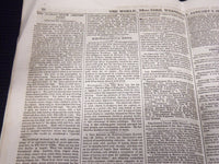 1862 JANUARY 8 THE WORLD NEWSPAPER - TRIPLE SHEET - NEW YORK - CIVIL WAR - K 62