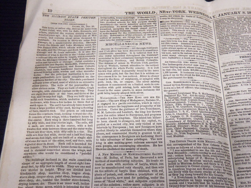 1862 JANUARY 8 THE WORLD NEWSPAPER - TRIPLE SHEET - NEW YORK - CIVIL WAR - K 62