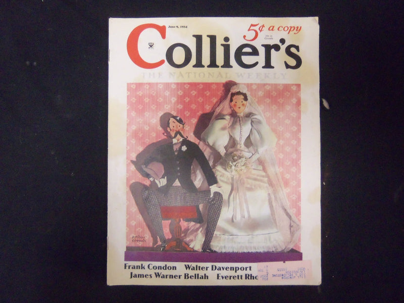 1934 JUNE 9 COLLIER'S MAGAZINE - GREAT ILLUSTRATIONS, ARTICLES & ADS - ST 3613
