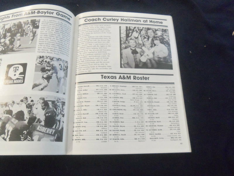 1982 OCT 23 FOOTBALL PROGRAM - TEXAS A&M UNIVERSITY VS RICE UNIVERSITY- SP 1214W
