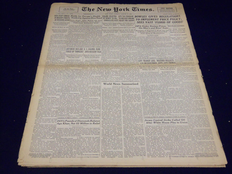 1946 MAR 11 NEW YORK TIMES - BOWLES REGULATIONS IMPLEMENT PRICE POLICY - NT 2310