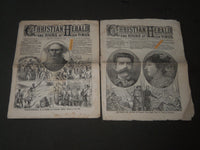1884 CHRISTIAN HERALD NEWSPAPER LOT OF 2 - R. S. DOBBS - KING & QUEEN - NP 2841