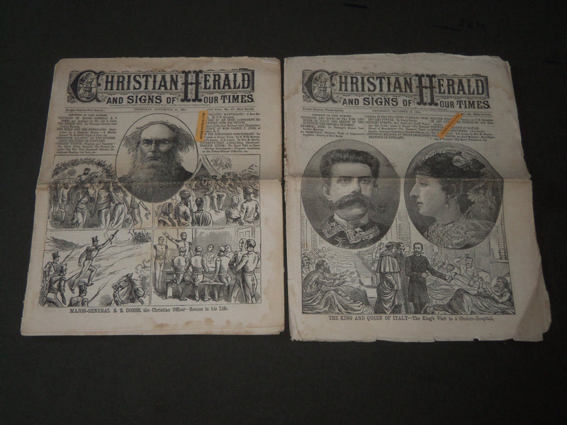 1884 CHRISTIAN HERALD NEWSPAPER LOT OF 2 - R. S. DOBBS - KING & QUEEN - NP 2841