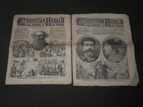 1884 CHRISTIAN HERALD NEWSPAPER LOT OF 2 - R. S. DOBBS - KING & QUEEN - NP 2841