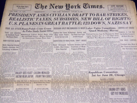 1944 JANUARY 12 NEW YORK TIMES - ROOSEVELT STATE OF THE UNION ADDRESS - NT 2592