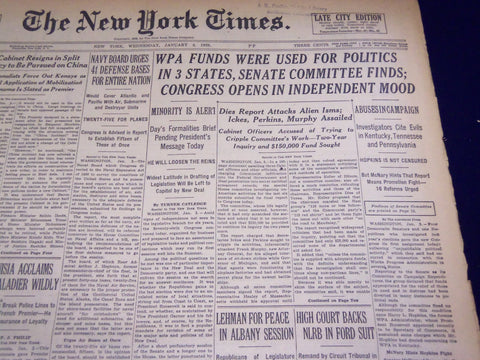 1939 JAN 4 NEW YORK TIMES WPA FUNDS WERE USED FOR POLITICS IN 3 STATES- NT 1344