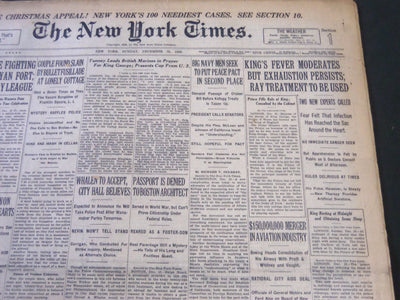 1928 DECEMBER 16 NEW YORK TIMES - KING'S FEVER MODERATES BUT EXHAUSTION- NT 6458