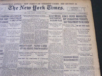 1928 DECEMBER 16 NEW YORK TIMES - KING'S FEVER MODERATES BUT EXHAUSTION- NT 6458