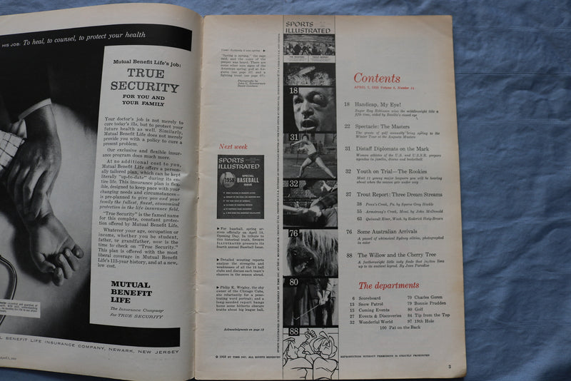 1958 APRIL 7 SPORTS ILLUSTRATED MAGAZINE - THE MASTERS COVER - ST 5505Y