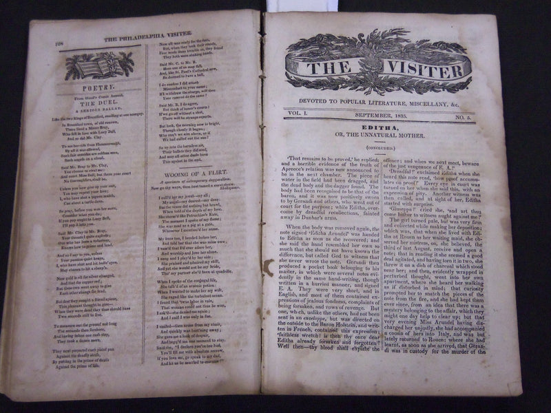 1835 JUNE-DECEMBER THE PHILADELPHIA VISITER VOLUME 1 - NICE ILLUS. - KD 3400H