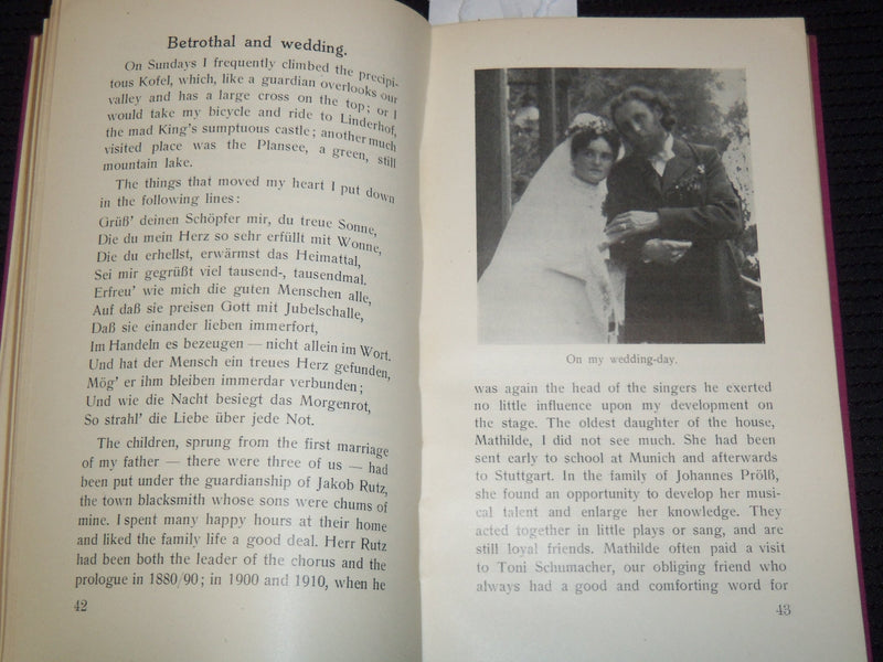 1930 REMINISCENCES HARDCOVER BOOK SIGNED BY ANTON LANG - KD 4583M