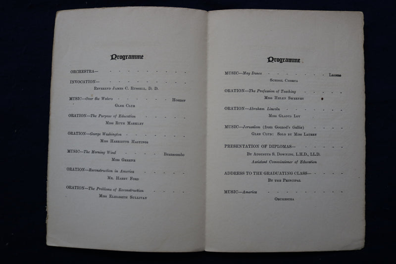 1921 STATE NORMAL SCHOOL COMMENCEMENT SOFTCOVER BOOKLET - ONEONTA, NY - K 923