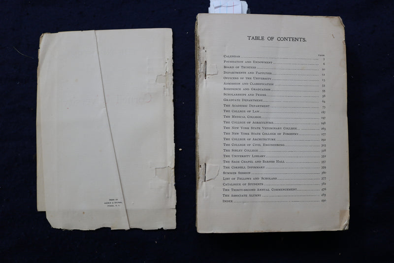1900-1901 CORNELL UNIVERSITY REGISTER AND MAP - SOFTCOVER BOOK - K 823