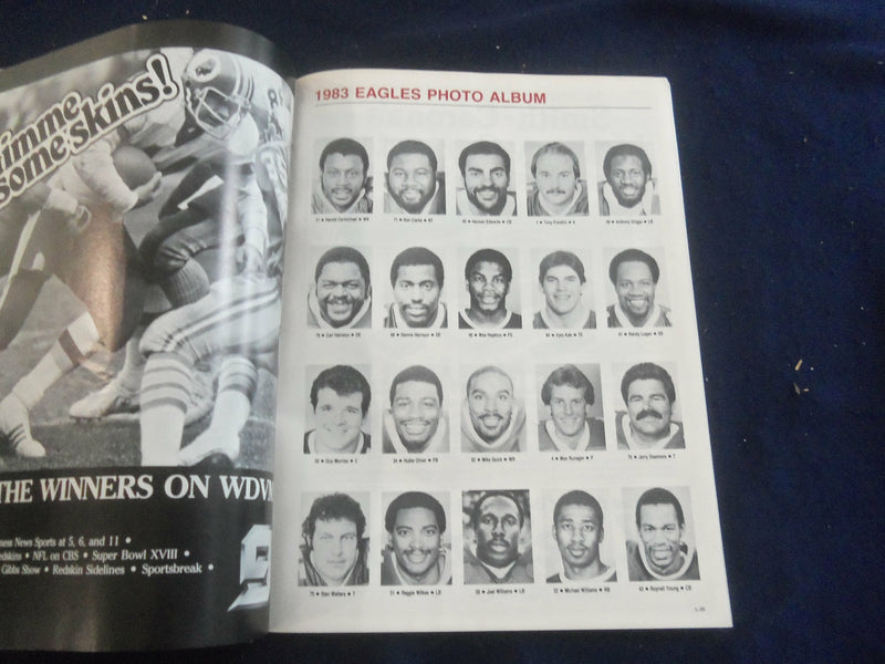 1983 NOV 27 GAMEDAY MAGAZINE- PHILADELPHIA EAGLES VS WASHINGTON REDSKINS- F 250D