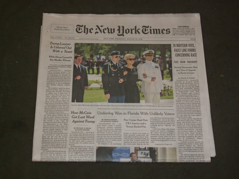 2018 AUGUST 30 NEW YORK TIMES - JOHN MCCAIN FUNERAL