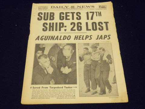 1942 FEBRUARY 7 NEW YORK DAILY NEWS - SUB GETS 17TH SHIP: 26 LOST - NP 1920