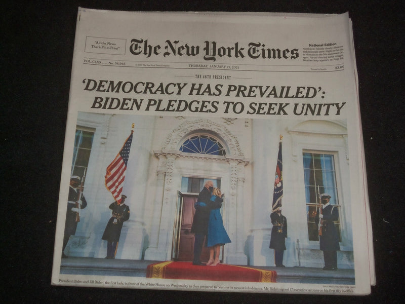 2021 JANUARY 21 NEW YORK TIMES - JOE BIDEN AND KAMALA HARRIS INAUGURATION DAY
