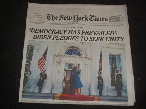 2021 JANUARY 21 NEW YORK TIMES - JOE BIDEN AND KAMALA HARRIS INAUGURATION DAY