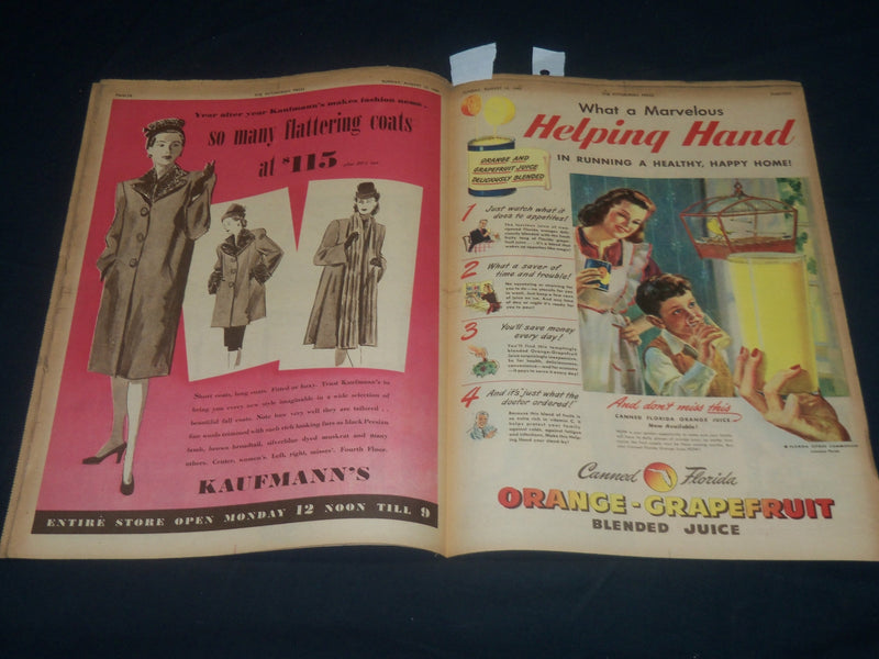 1945 AUGUST 12 THE PITTSBURGH PRESS SUNDAY ROTO SECTION - SEASHORE - NP 4445