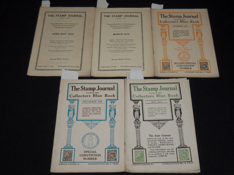 1915-1916 THE STAMP JOURNAL MAGAZINE LOT OF 5 ISSUES - O 1134L