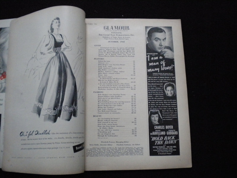 1941 OCTOBER GLAMOUR MAGAZINE - FASHION AND BEAUTY FAIR - SP 1522O