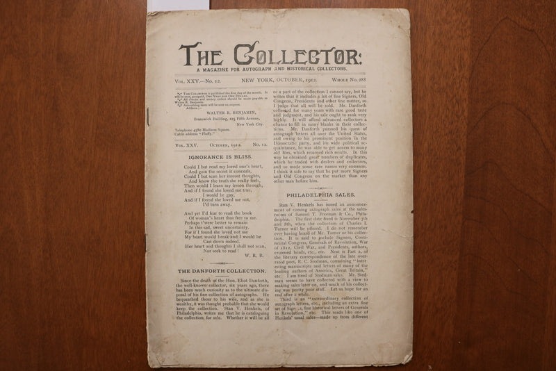 1912-1914 THE COLLECTOR AUTOGRAPH MAGAZINE - LOT OF 2 - K 3188
