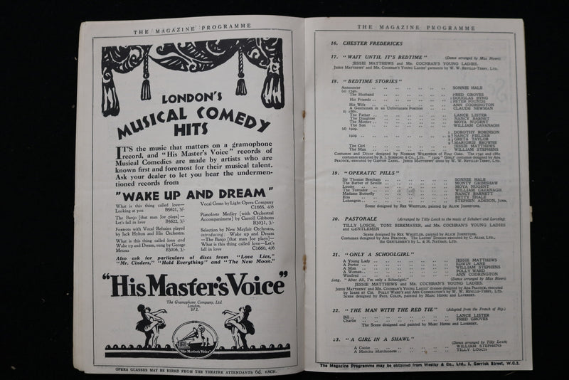 1929 WAKE UP AND DREAM! MAGAZINE PROGRAM - LONDON PAVILION - K 2453