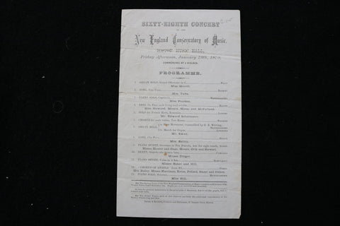 1870 JANUARY 28 NEW ENGLAND CONSERVATORY OF MUSIC PROGRAM - K 3079