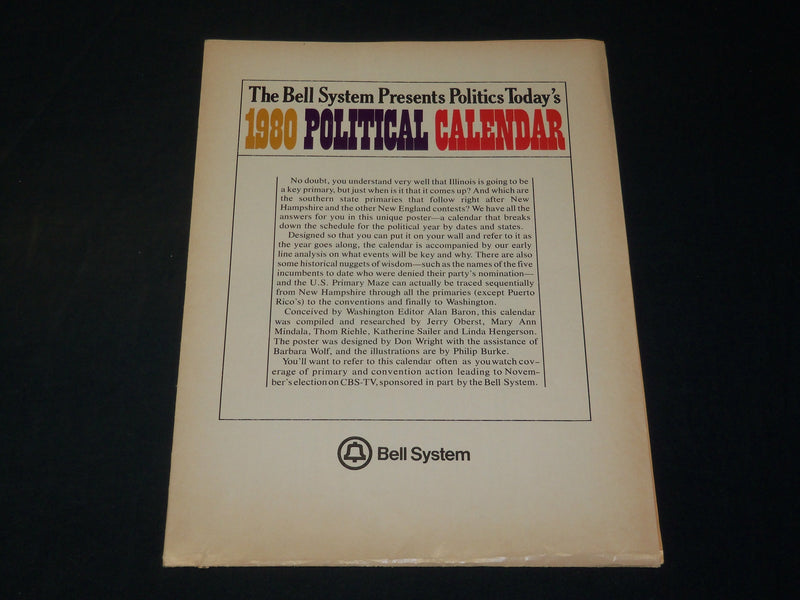 1980 BELL SYSTEM POLITICAL CALENDAR - REAGAN - CARTER - J 5821