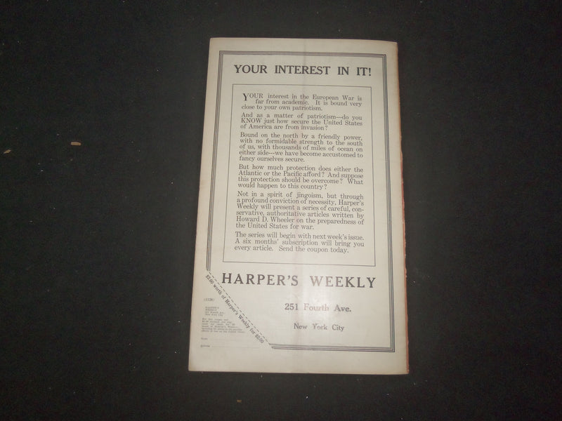 1914 NOVEMBER 28 HARPER'S WEEKLY MAGAZINE - THE PUBLIC AND THE CENSOR - SP 1520C