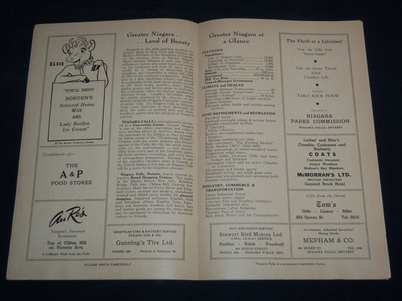 1920'S NIAGARA FALLS A GUIDE FOR WELCOME VISITORS BOOK - J 8702