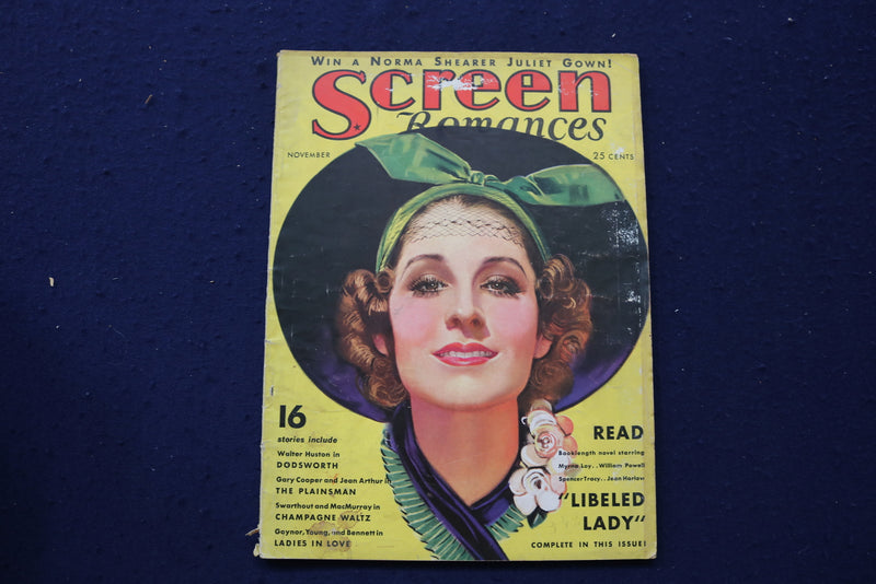 1936 NOVEMBER SCREEN ROMANCES MAGAZINE - LIBELED LADY COVER - E 12699
