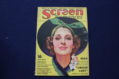 1936 NOVEMBER SCREEN ROMANCES MAGAZINE - LIBELED LADY COVER - E 12699