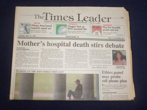 1997 MAY 13 WILKES-BARRE TIMES LEADER - MOTHER'S DEATH STIRS DEBATE - NP 8183