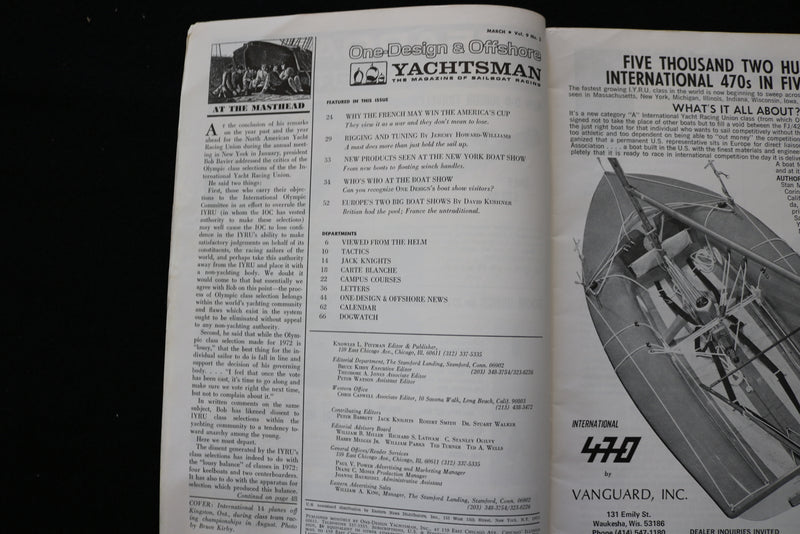 1970 MARCH YACHTSMAN MAGAZINE - ONE-DESIGN & OFFSHORE - K 2354