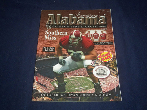 2004 OCT 16 UNIVERSITY OF ALABAMA VS SOUTHERN MISS. FOOTBALL PROGRAM - ST 4879E