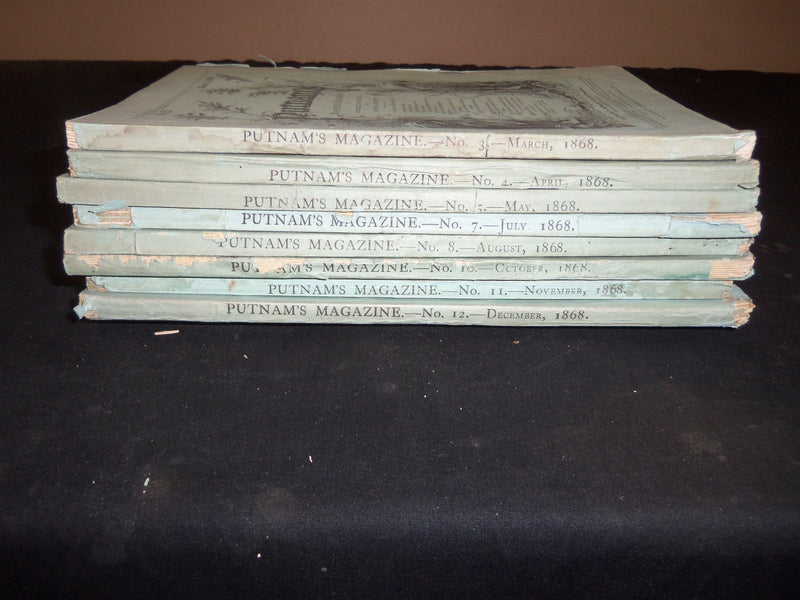 1868 PUTNAM'S MONTHLY MAGAZINE - LOT OF 8 ISSUES - WR 1162