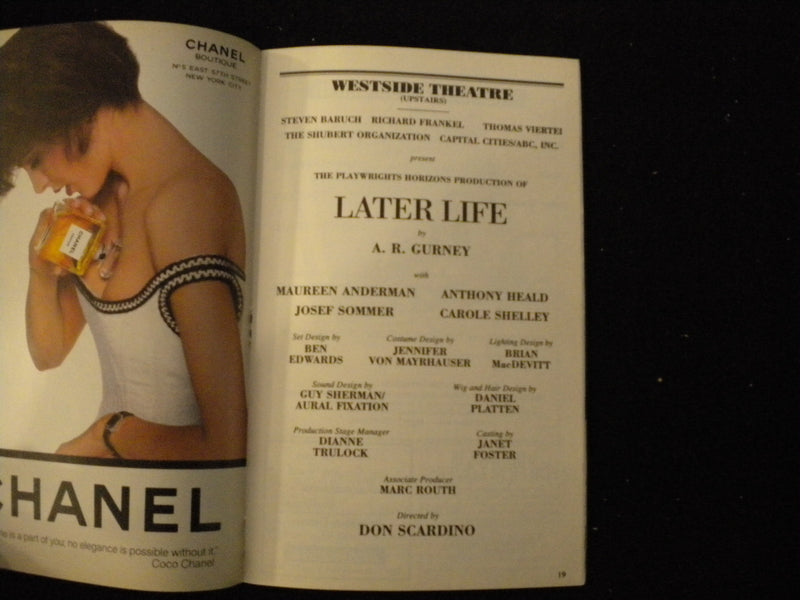 1993 LATER LIFE PLAYBILL - MAUREEN ANDERMAN + 1 OTHER SIGNATURE - J 8247
