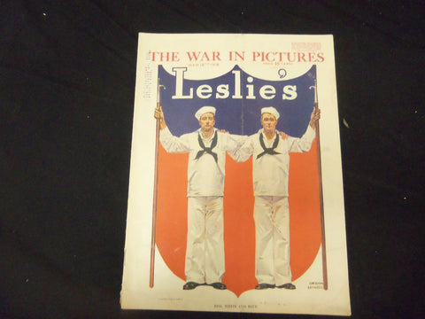 1918 MARCH 16 LESLIE'S WEEKLY MAGAZINE - RED, WHITE AND BLUE - ST 2190