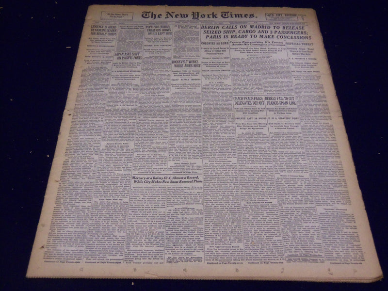 1936 DEC 27 NEW YORK TIMES - BERLIN CALLS ON MADRID TO RELEASE SHIP - NT 2100