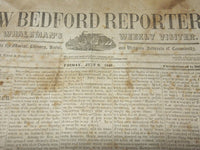 1847 JULY 9 NEW BEDFORD REPORTER NEWSPAPER - GENERAL TOM THUMB - NP 4962