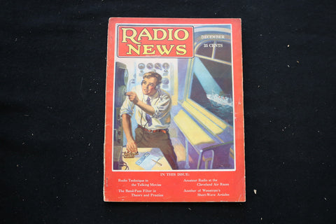 1929 DECEMBER RADIO NEWS MAGAZINE - RADIO TECHNIQUE IN MOVIES COVER - E 10573